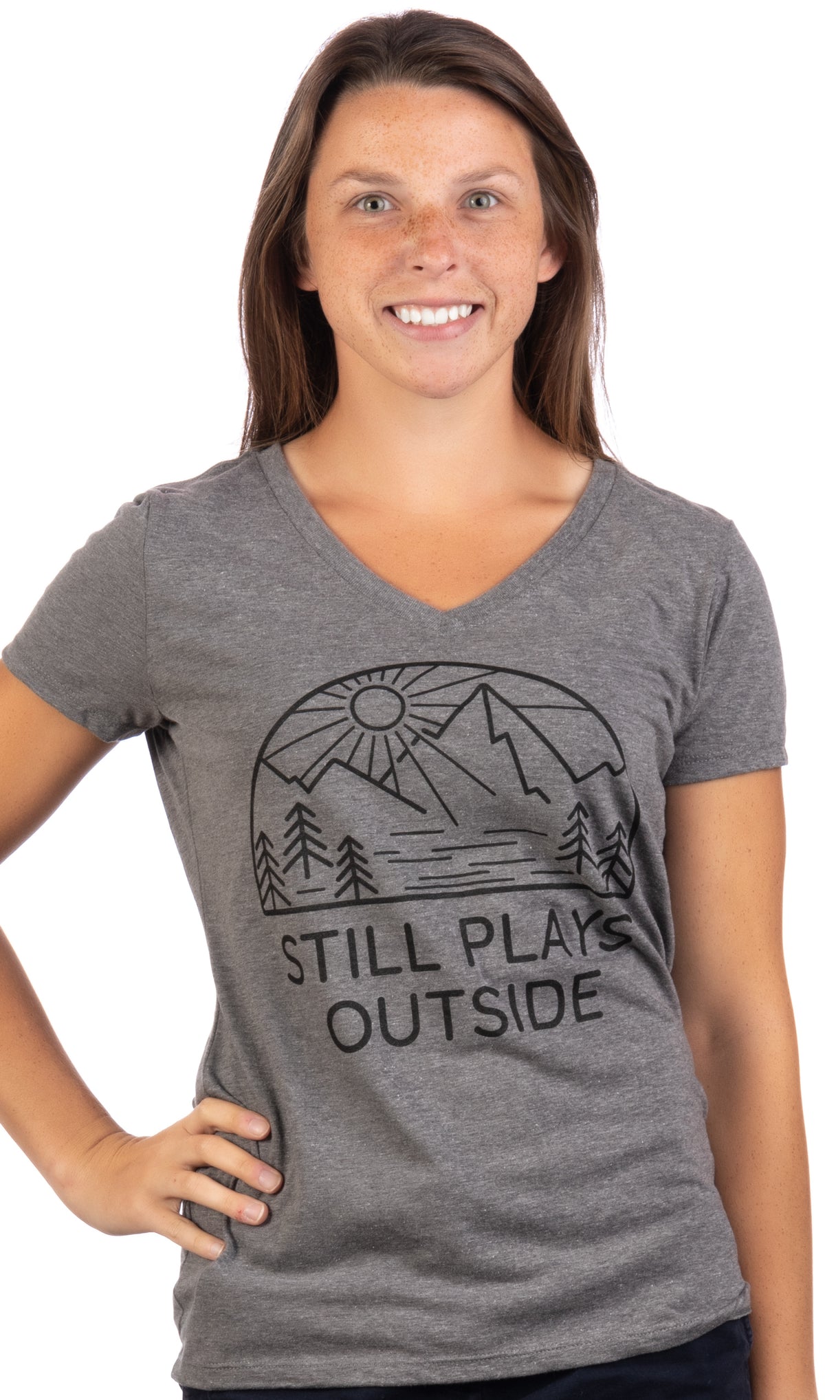 Still Plays Outside - Funny Hiking Hiker Camping Camper Outdoors Women's Shirt