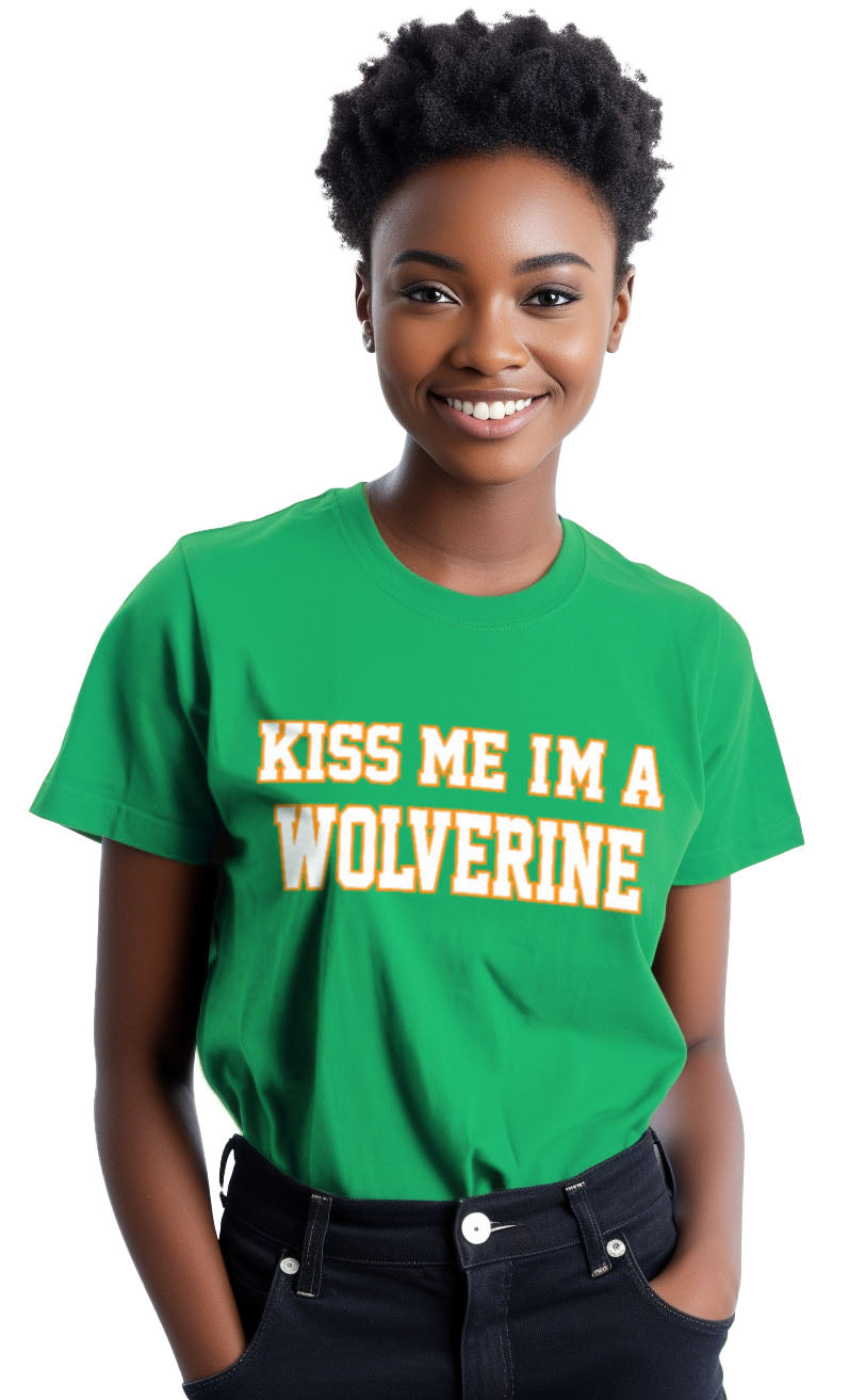 Kiss Me, I'm A Wolverine - St. Patrick's Day Ann Arbor Drunk T-shirt - Women's