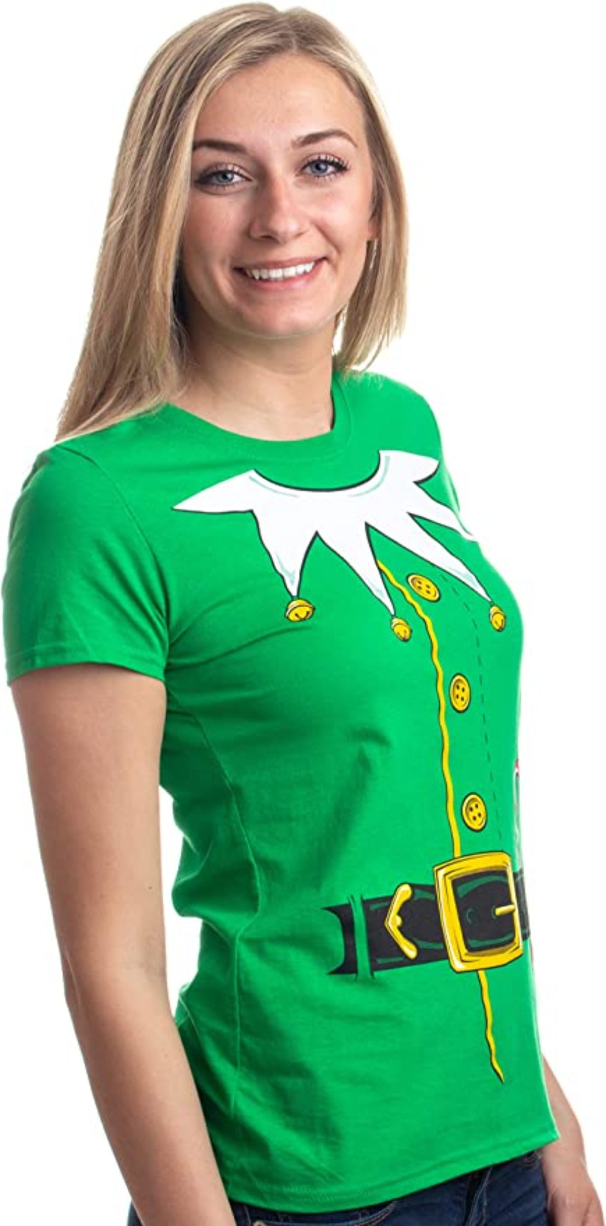 Santa's Elf Costume | Jumbo Print Novelty Christmas Holiday Humor Ladies T-Shirt