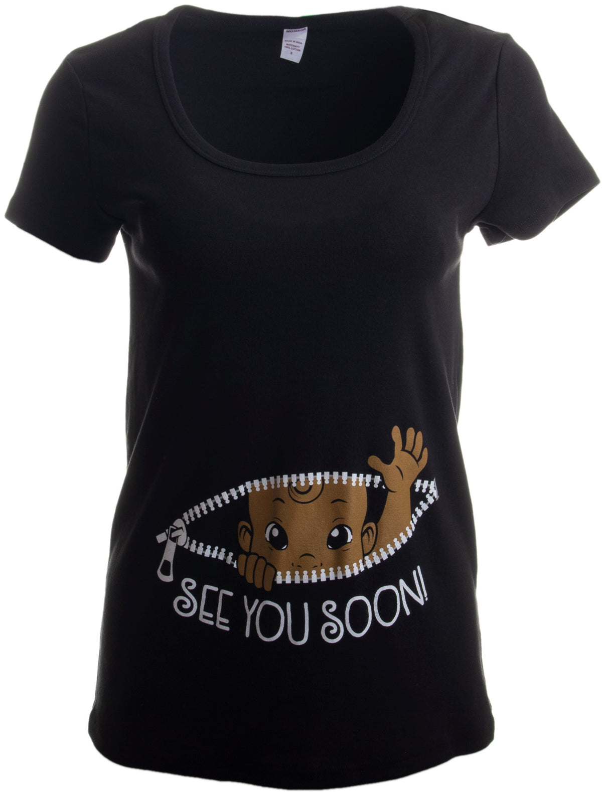 "See You Soon!" - Brown Skin Baby - Cute Funny Maternity Top, Pregnancy T-shirt - Women's