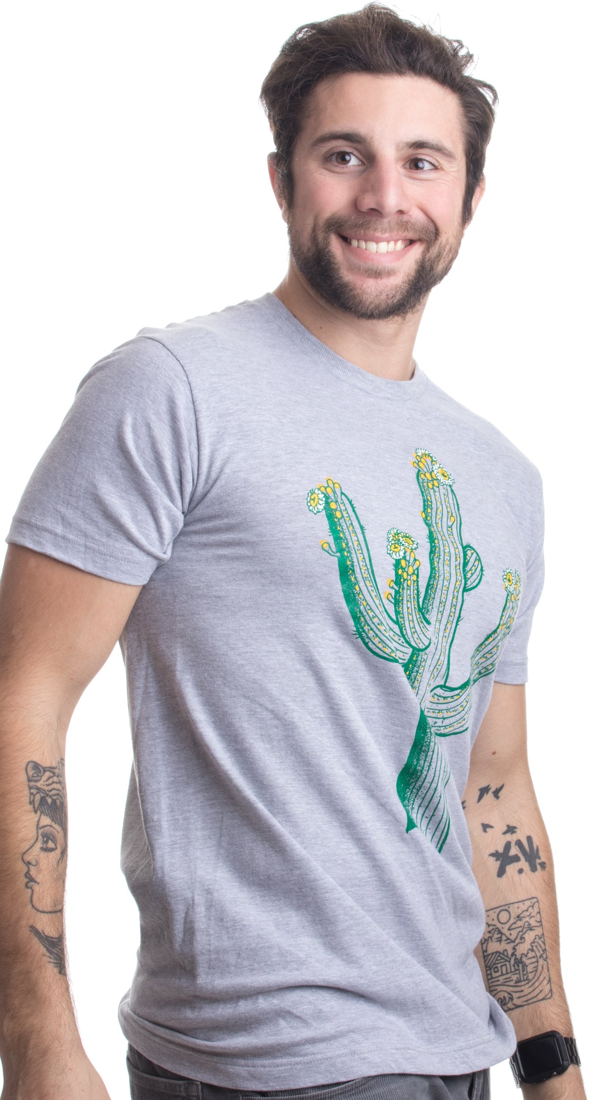Saguaro Cactus Art | Southwest Line Art, Western Nature Print Men's T-shirt