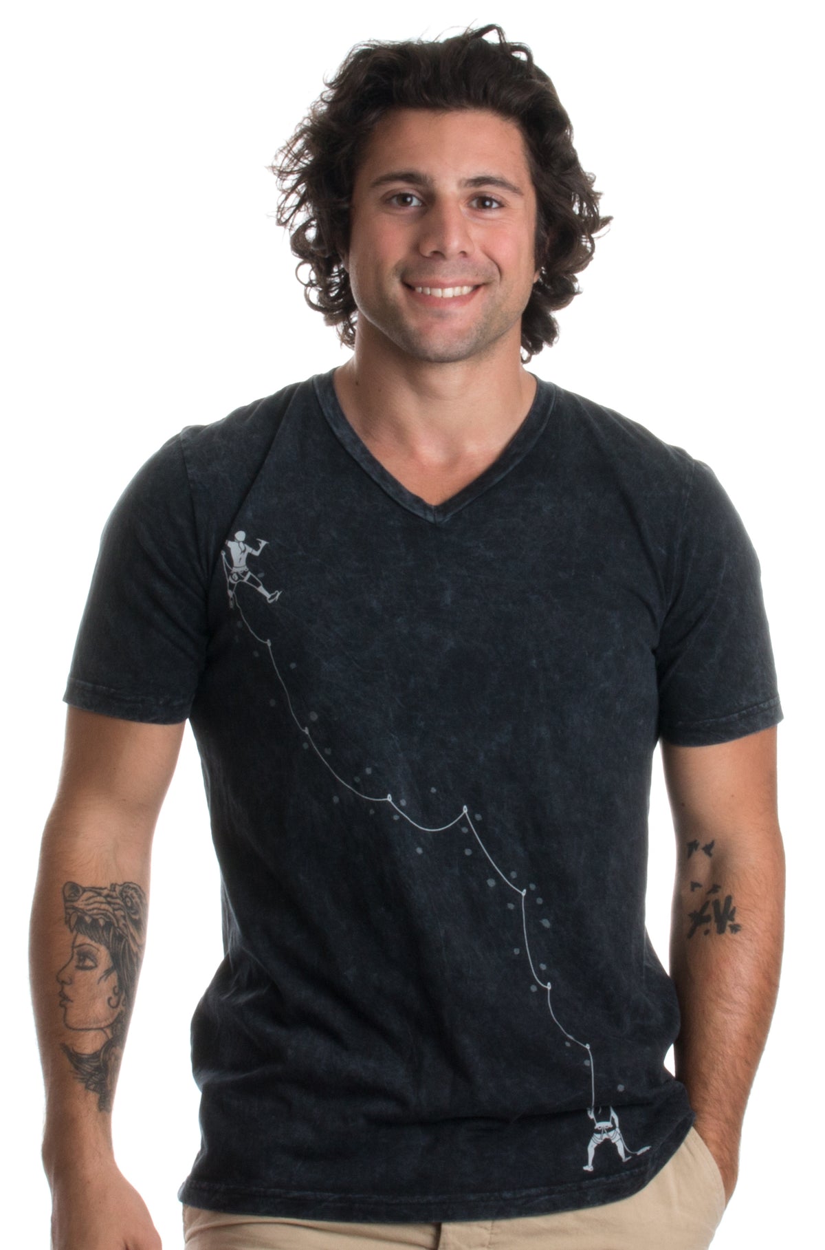 Rock Climber + Belayer | Rock Climbing Unisex Vintage Blend V-neck T-shirt