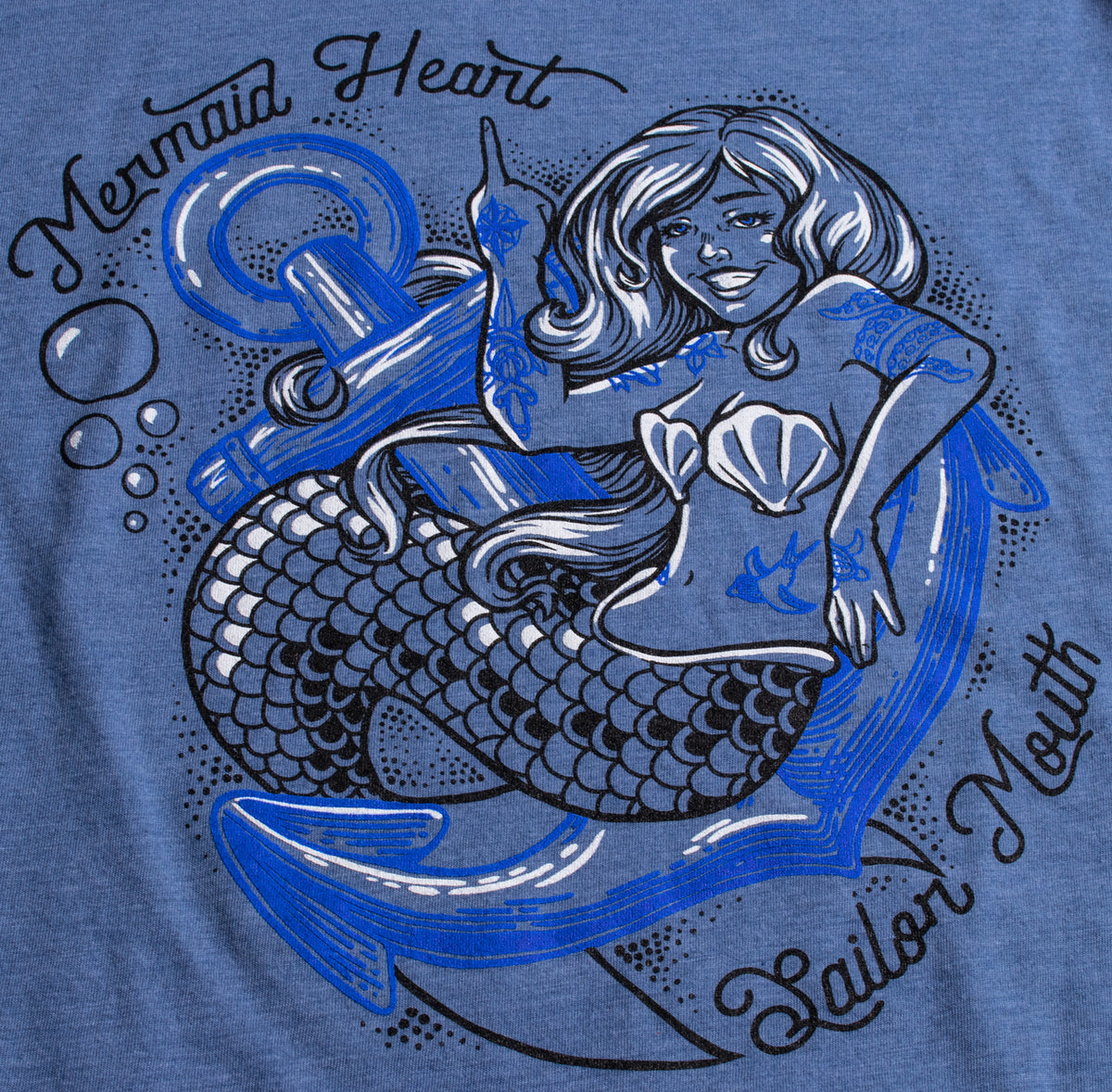 Mermaid Heart, Sailor Mouth | Cute Funny Sassy Sarcastic V-neck T-shirt for Women