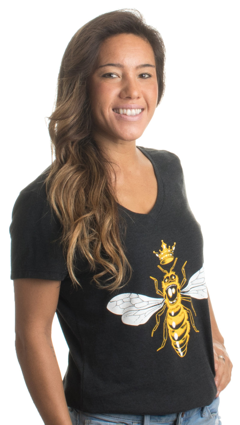 Queen Bee | Funny, Cute, Cool Boss Lady Crown Alpha Top,  Women's V-neck T-shirt