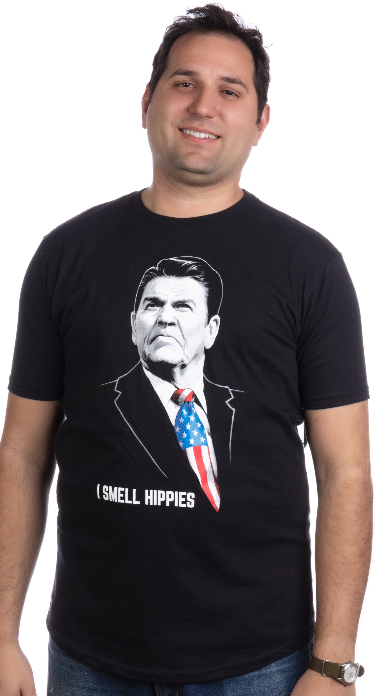 Tall Tee: I Smell Hippies | Funny Ronnie Conservative Merica USA T-shirt - Men's/Unisex