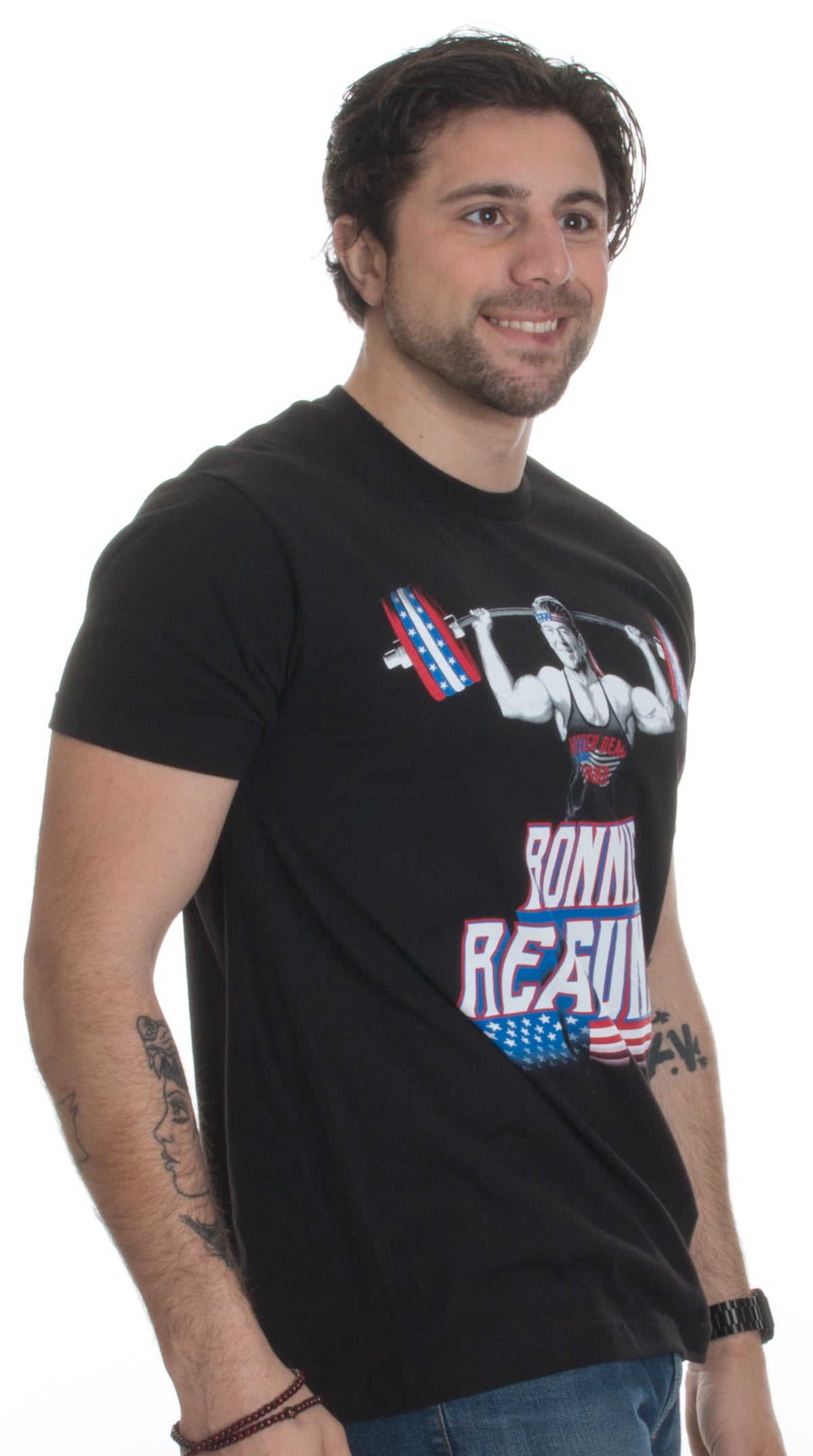 Ronnie ReaGUNS | Funny Muscle Weight Lifting Work Out Patriot Merica USA T-shirt - Men's/Unisex