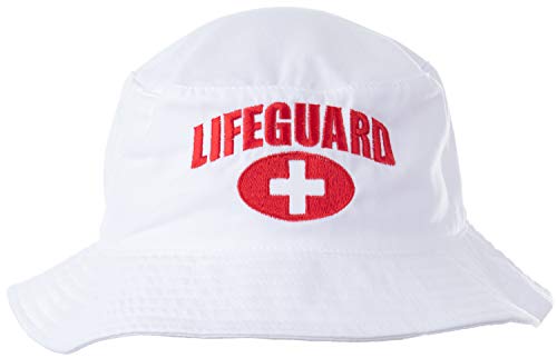 Lifeguard Bucket Hat | Professional Guard Red Sun Cap Men Women Costume Uniform - White…