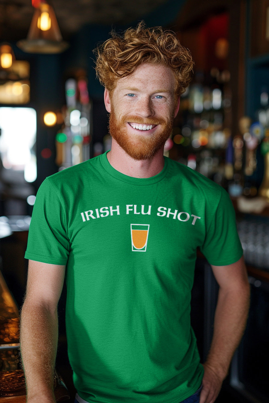 Irish Flu Shot - St. Patrick's Day Irish Pride Whiskey Joke T-shirt - Men's/Unisex