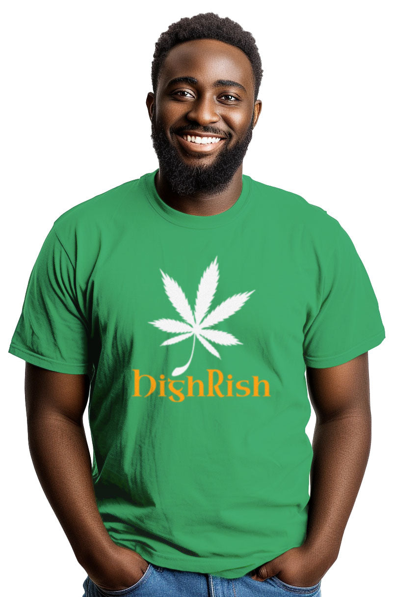 HighRish - St. Patrick's Day Sticky Green Weed Funny Stoner Party T-shirt - Men's/Unisex