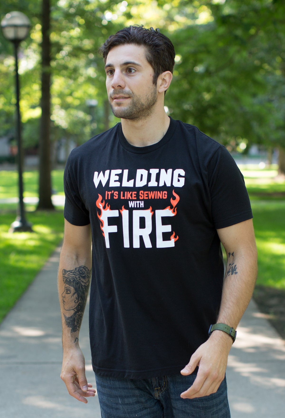Welding: It's like Sewing with Fire | Funny Welder, Repairman Unisex T-shirt