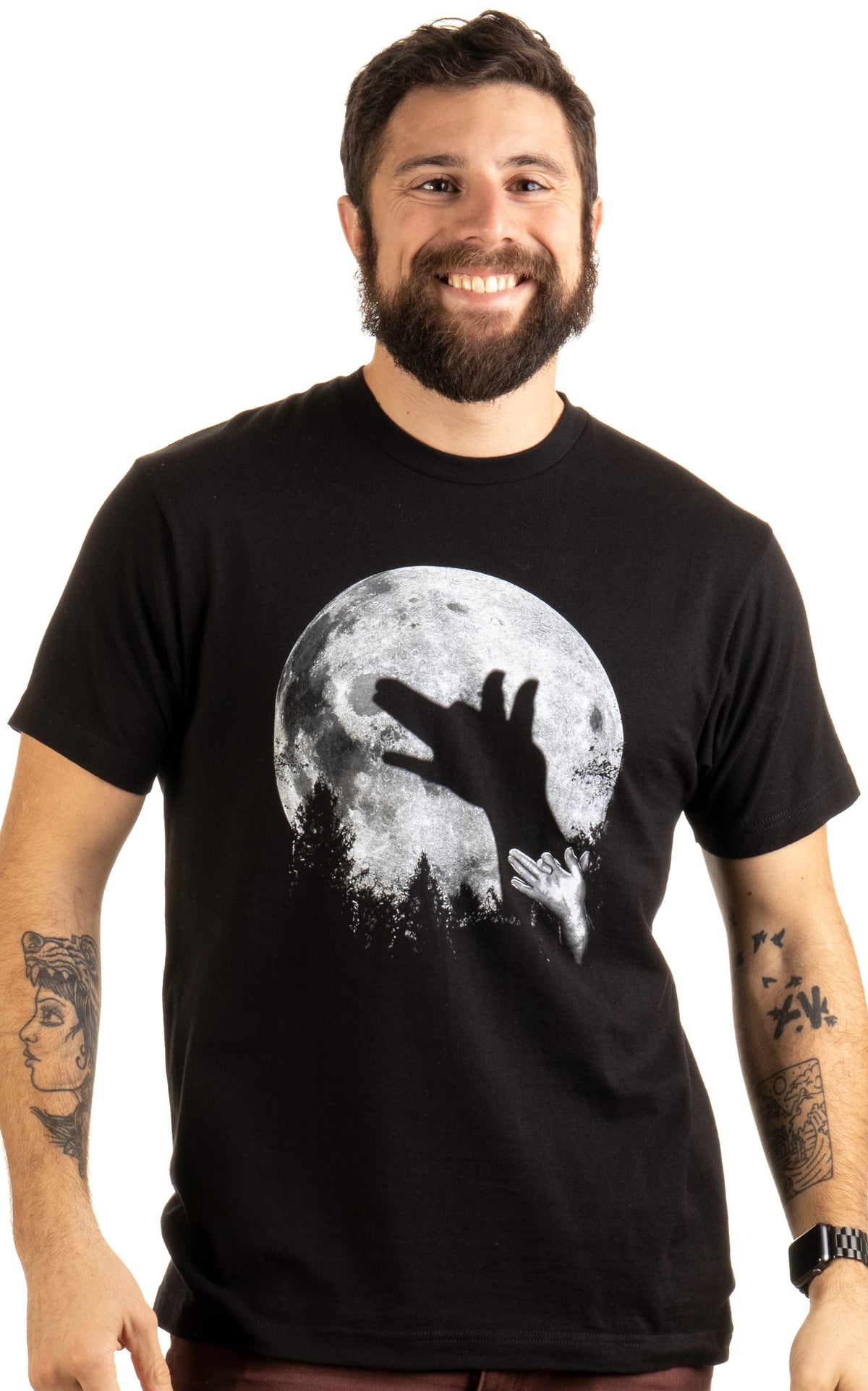 Wolf Shadow Puppet | Unique Moon Outdoor Hike Camp Funny Fun Men Women T-shirt