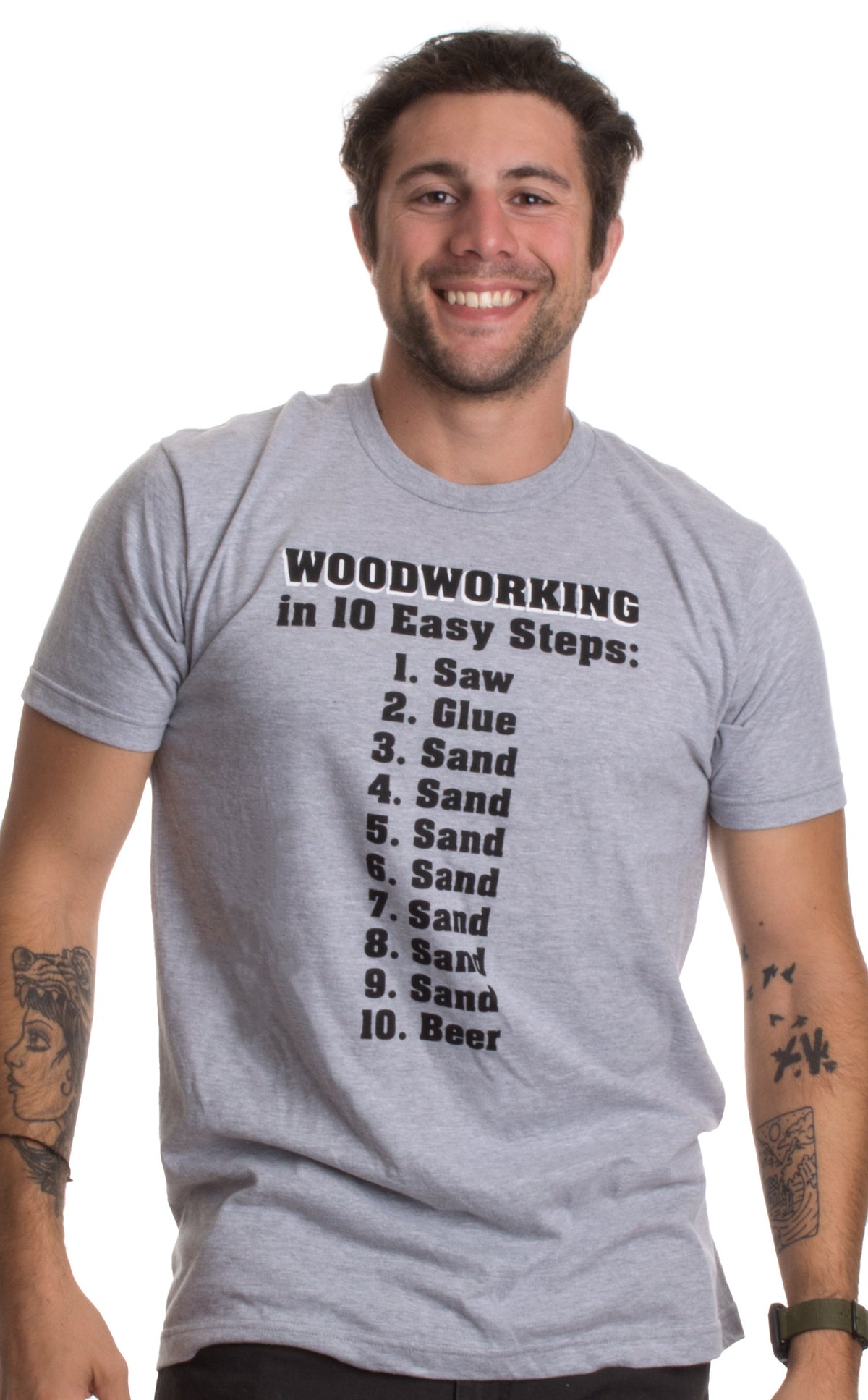 10 Easy Steps of Woodworking | Funny Wood Working Worker Tool Saw Humor T-shirt