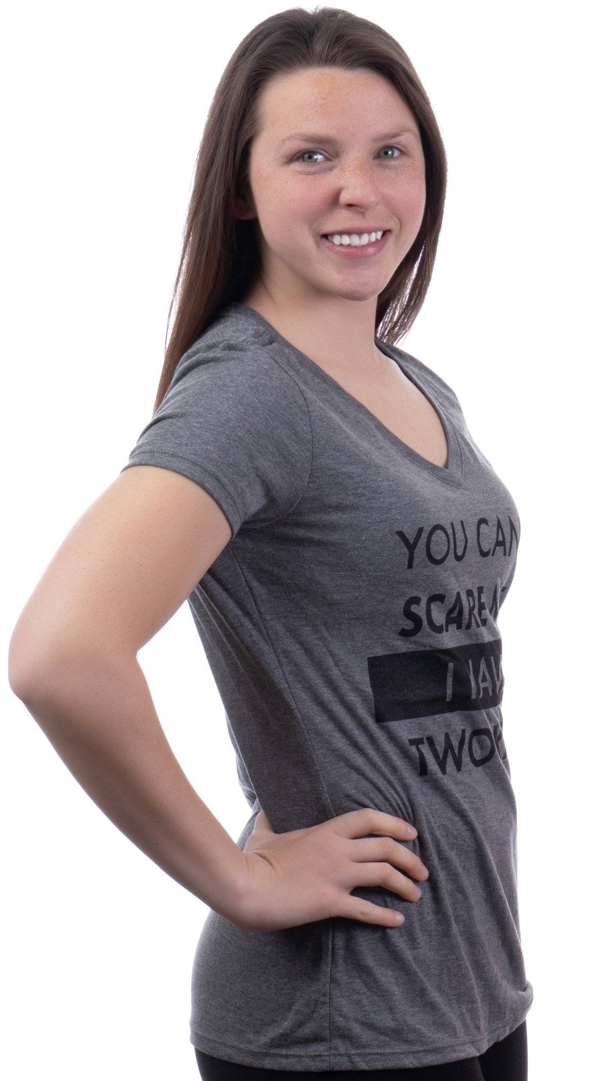 You Can't Scare Me, I Have Two Kids | Funny Mom Mommy Mama Cute Joke Women V-Neck T-Shirt