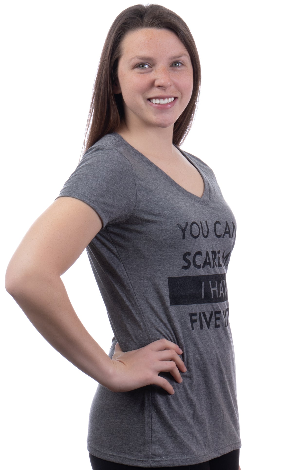 You Can't Scare Me, I Have Five Kids | Funny Mom Mommy Mama Cute Joke Women V-Neck T-Shirt