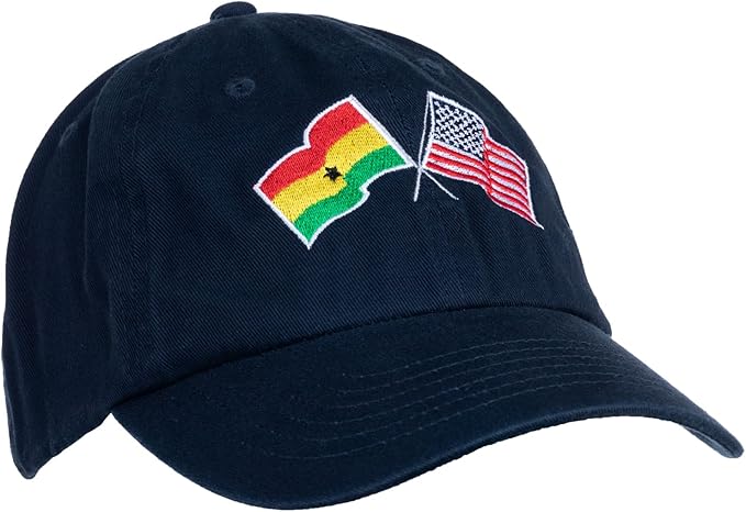 Ghana and US Flag Hat | American Friendship Nations Flag Baseball Low Profile Dad Hat for Men Women