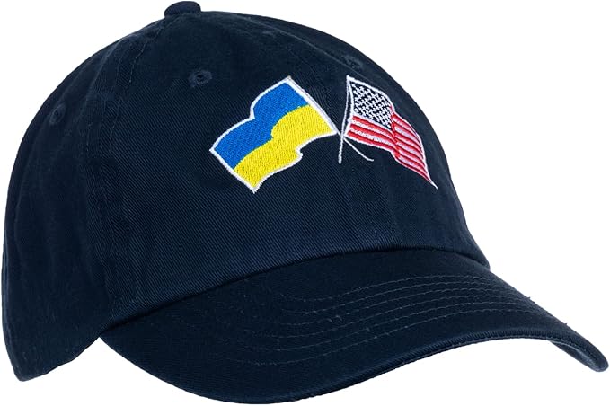 Ukraine and US Flag Hat | American Friendship Nations Flag Baseball Low Profile Dad Hat for Men Women