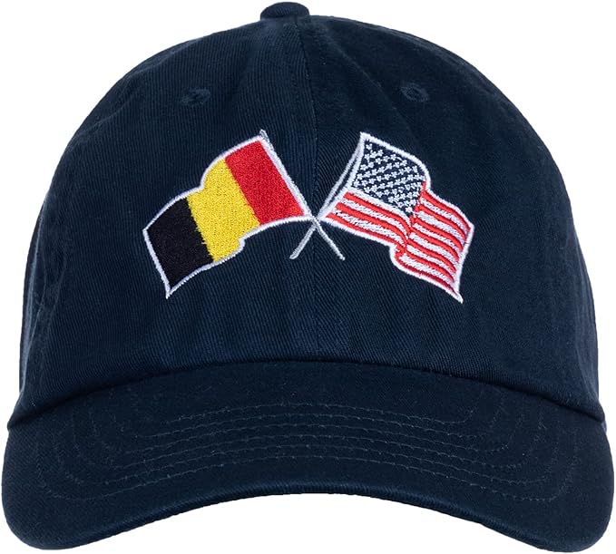 Belgium and US Flag Hat | American Friendship Nations Flag Baseball Low Profile Dad Hat for Men Women