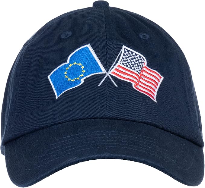 European Union and US Flag Hat | American Friendship Nations Flag Baseball Low Profile Dad Hat for Men Women