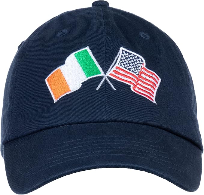 Ireland and US Flag Hat | American Friendship Nations Flag Baseball Low Profile Dad Hat for Men Women