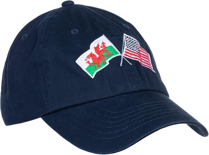 Wales and US Flag Hat | American Friendship Nations Flag Baseball Low Profile Dad Hat for Men Women