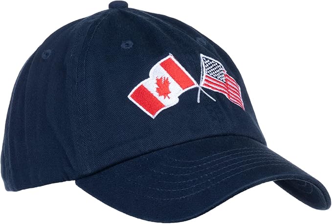 Canada and US Flag Hat | American Friendship Nations Flag Baseball Low Profile Dad Hat for Men Women