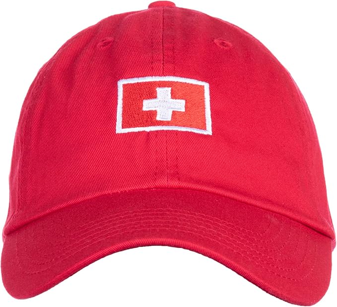 Switzerland Flag Hat | Countries of The World National Pride Nation Flag Baseball Low Profile Dad Hat for Men Women