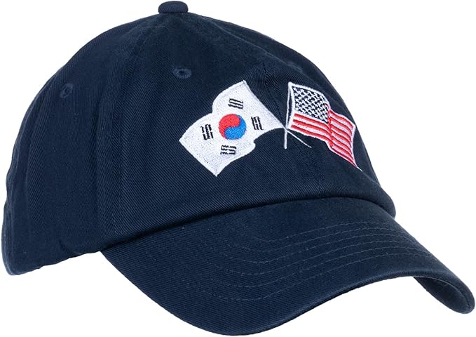 South Korea and US Flag Hat | American Friendship Nations Flag Baseball Low Profile Dad Hat for Men Women