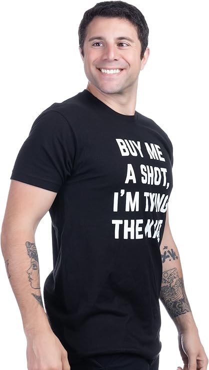 Buy Me a Shot, I'm Tying The Knot | Funny Bachelor Party Tee Shirt, Groom Groomsman Humor T-Shirt for Men