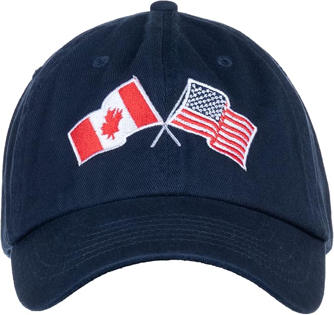 Canada and US Flag Hat | American Friendship Nations Flag Baseball Low Profile Dad Hat for Men Women