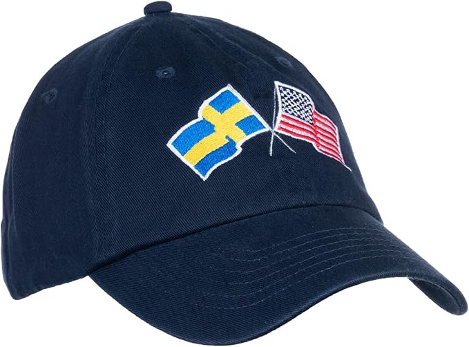 Sweden and US Flag Hat | American Friendship Nations Flag Baseball Low Profile Dad Hat for Men Women