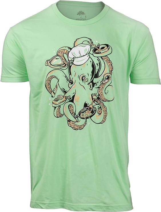 Octopus Chef | Funny Restaurant Joke Kitchen Staff Cook Cooking Humor Cute Graphic T-Shirt for Men