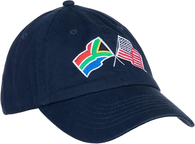 South Africa and US Flag Hat | American Friendship Nations Flag Baseball Low Profile Dad Hat for Men Women