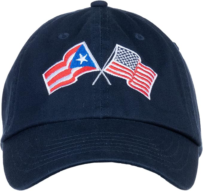 Puerto Rico and US Flag Hat | American Friendship Nations Flag Baseball Low Profile Dad Hat for Men Women