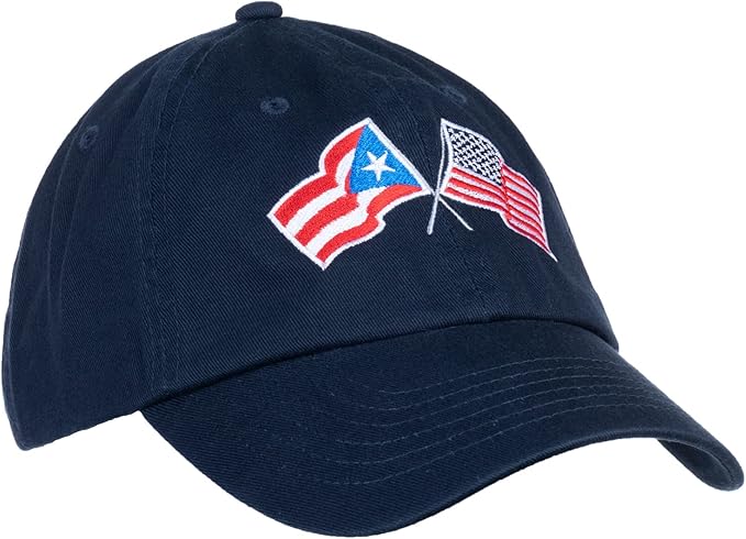 Puerto Rico and US Flag Hat | American Friendship Nations Flag Baseball Low Profile Dad Hat for Men Women