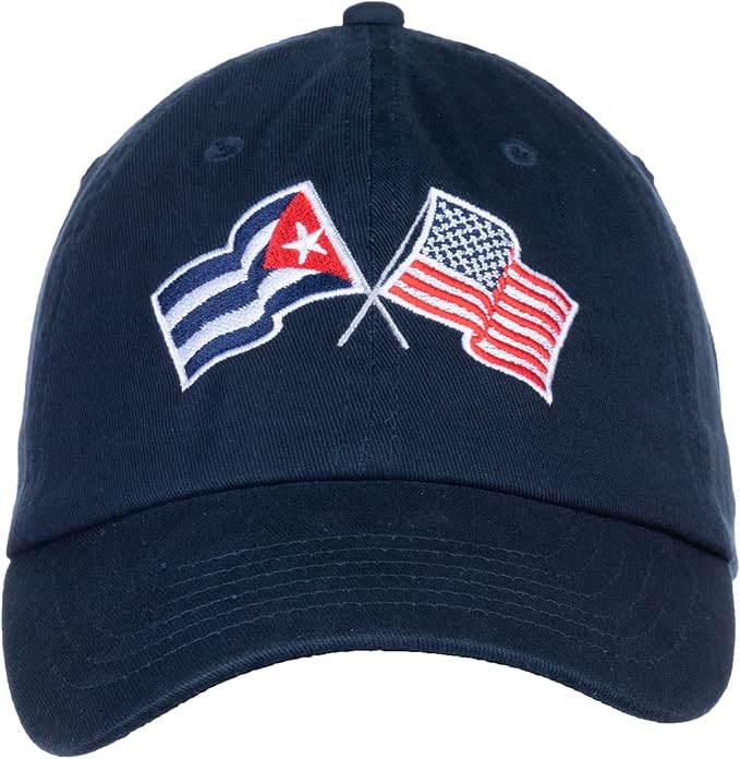 Cuba and US Flag Hat | American Friendship Nations Flag Baseball Low Profile Dad Hat for Men Women