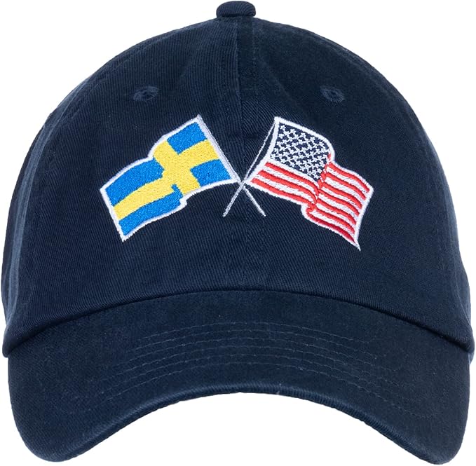 Sweden and US Flag Hat | American Friendship Nations Flag Baseball Low Profile Dad Hat for Men Women