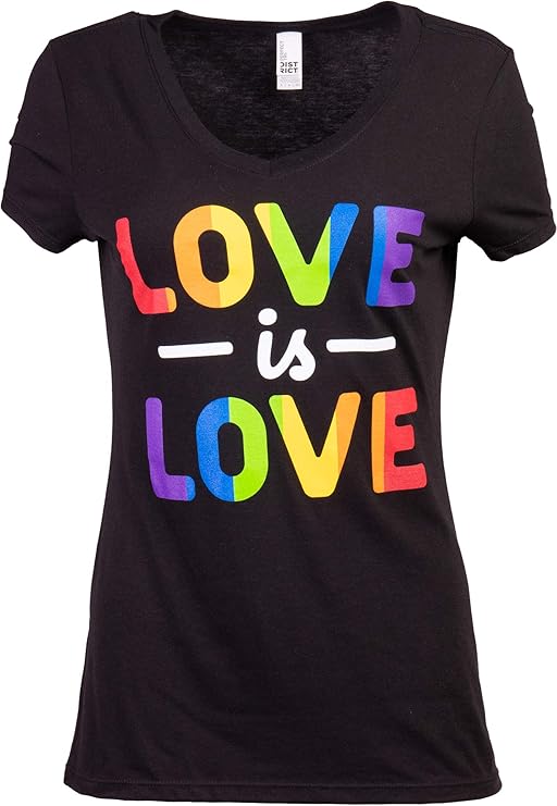 Love is Love | Lesbian Gay Bisexual Transgender Ally Progressive LGBTQ Women V-Neck T-Shirt Top