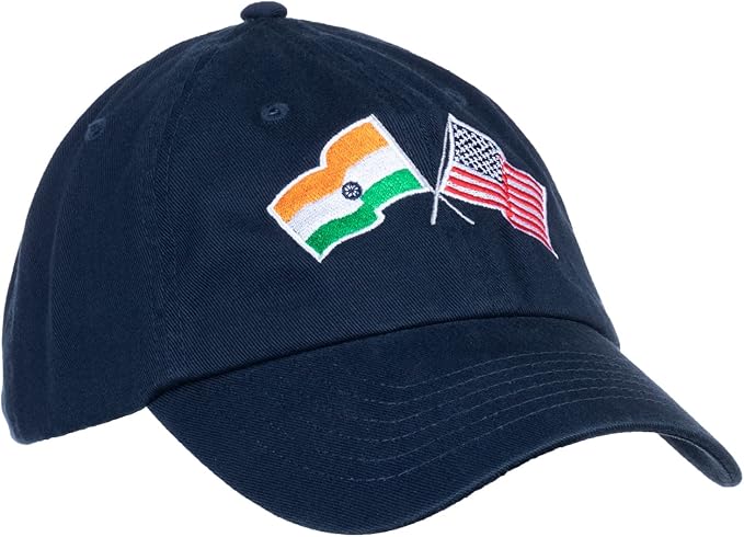 India and US Flag Hat | American Friendship Nations Flag Baseball Low Profile Dad Hat for Men Women