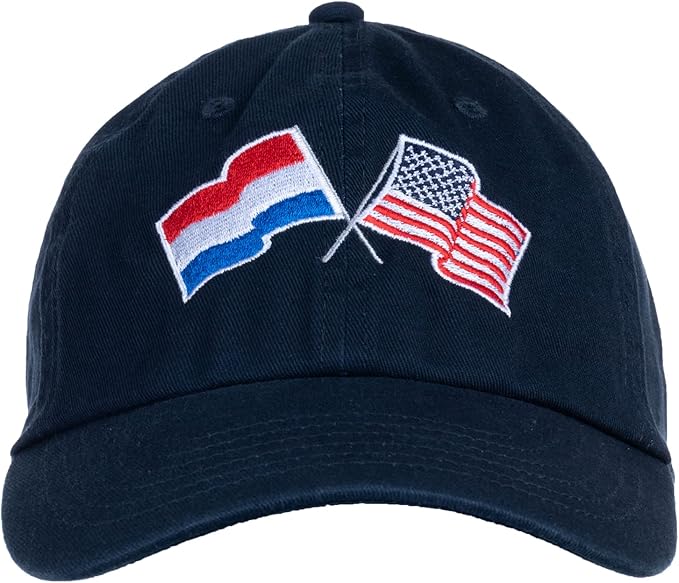 Netherlands and US Flag Hat | American Friendship Nations Flag Baseball Low Profile Dad Hat for Men Women