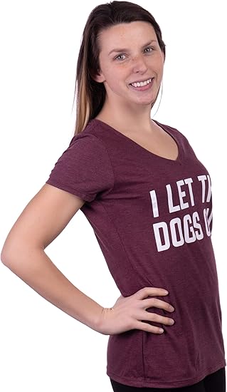 I Let The Dogs Out | Funny Dog Walker Joke Pet Owner Humor Women's V-Neck T-Shirt Top