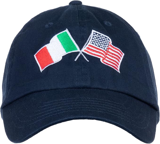 Italy and US Flag Hat | American Friendship Nations Flag Baseball Low Profile Dad Hat for Men Women