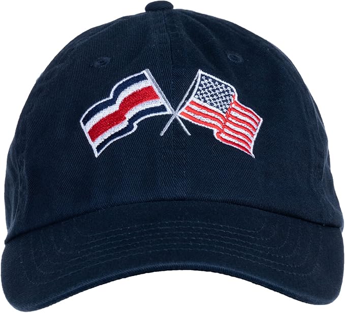 Costa Rica and US Flag Hat | American Friendship Nations Flag Baseball Low Profile Dad Hat for Men Women