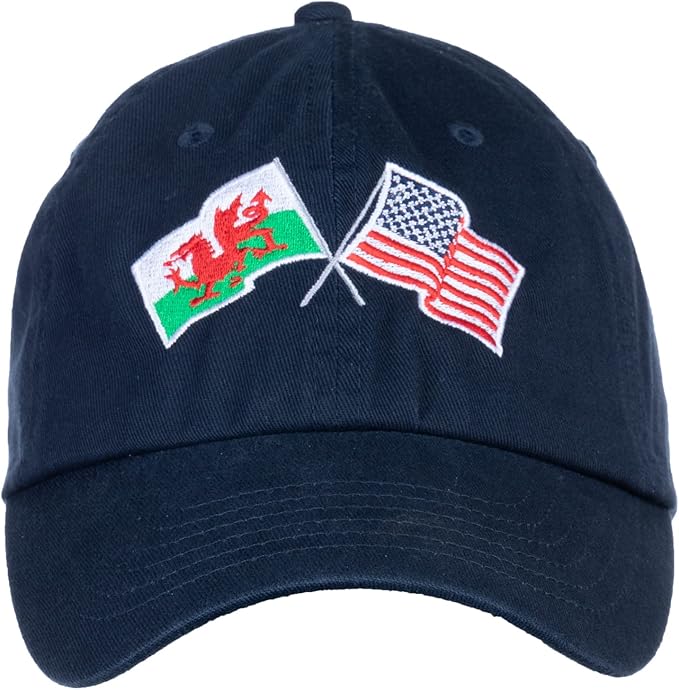 Wales and US Flag Hat | American Friendship Nations Flag Baseball Low Profile Dad Hat for Men Women