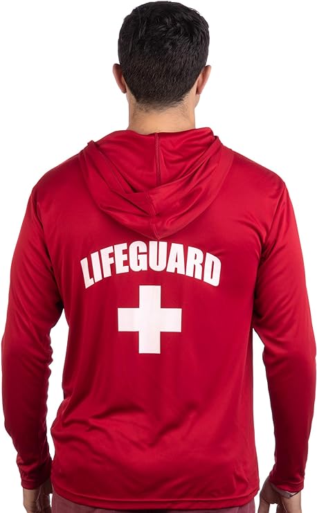 Lifeguard | Red UPF 50+ Sunblocking Sun Shirt Performance Uniform Costume Hoodie T-Shirt