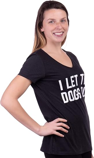 I Let The Dogs Out | Funny Dog Walker Joke Pet Owner Humor Women's V-Neck T-Shirt Top