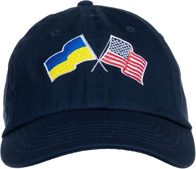 Ukraine and US Flag Hat | American Friendship Nations Flag Baseball Low Profile Dad Hat for Men Women