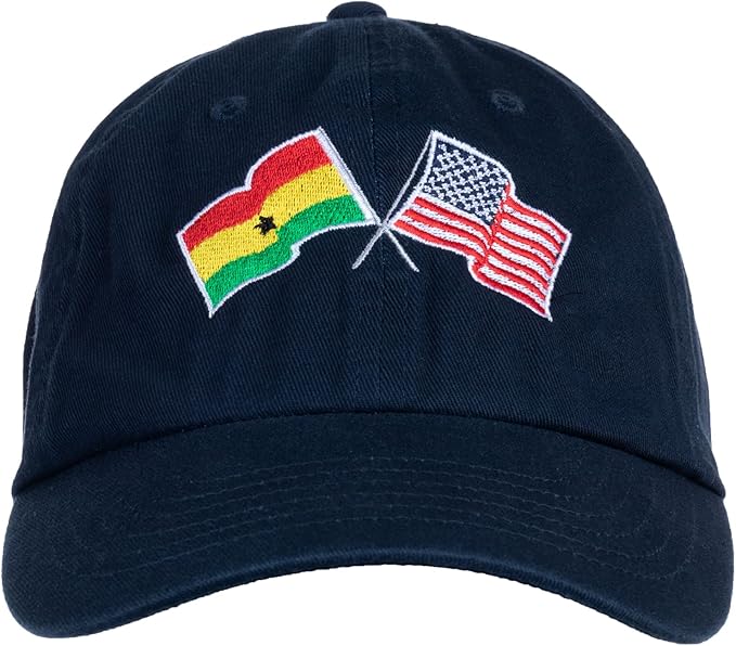 Ghana and US Flag Hat | American Friendship Nations Flag Baseball Low Profile Dad Hat for Men Women