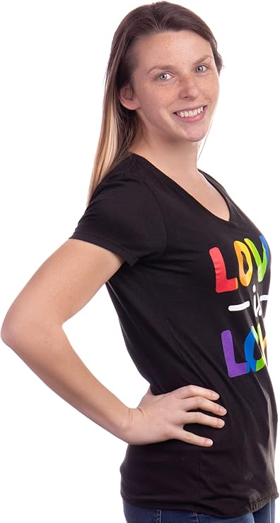 Love is Love | Lesbian Gay Bisexual Transgender Ally Progressive LGBTQ Women V-Neck T-Shirt Top