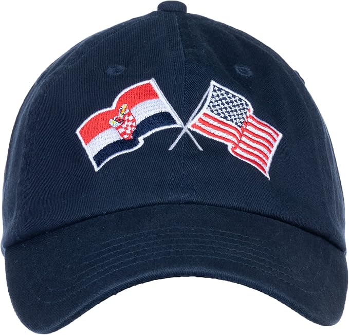 Croatia and US Flag Hat | American Friendship Nations Flag Baseball Low Profile Dad Hat for Men Women