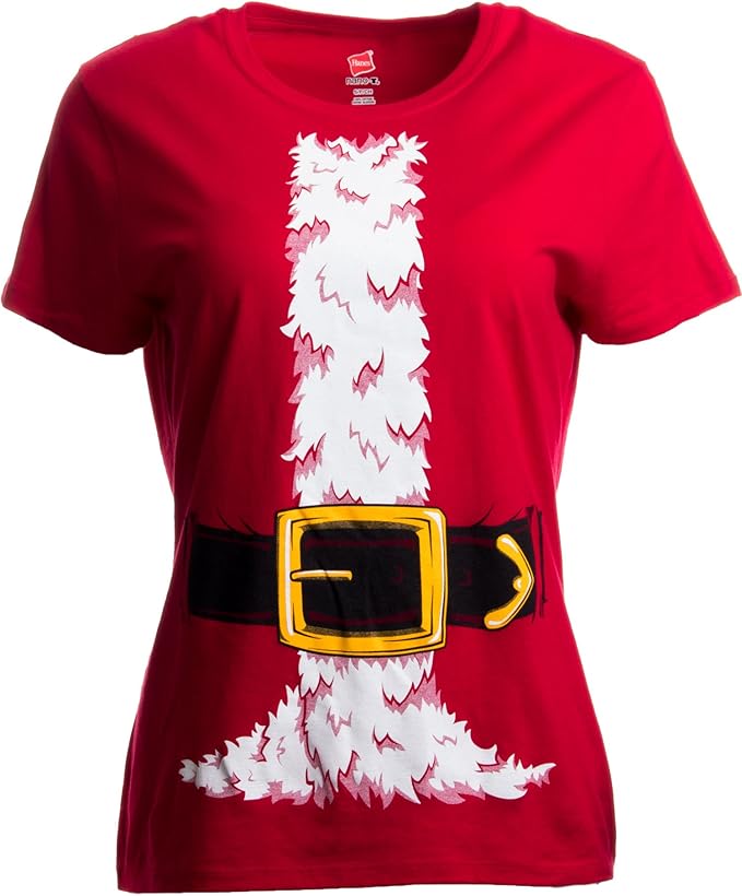 Santa Claus Costume Jumbo Print Novelty Christmas Holiday Humor Women T-Shirt